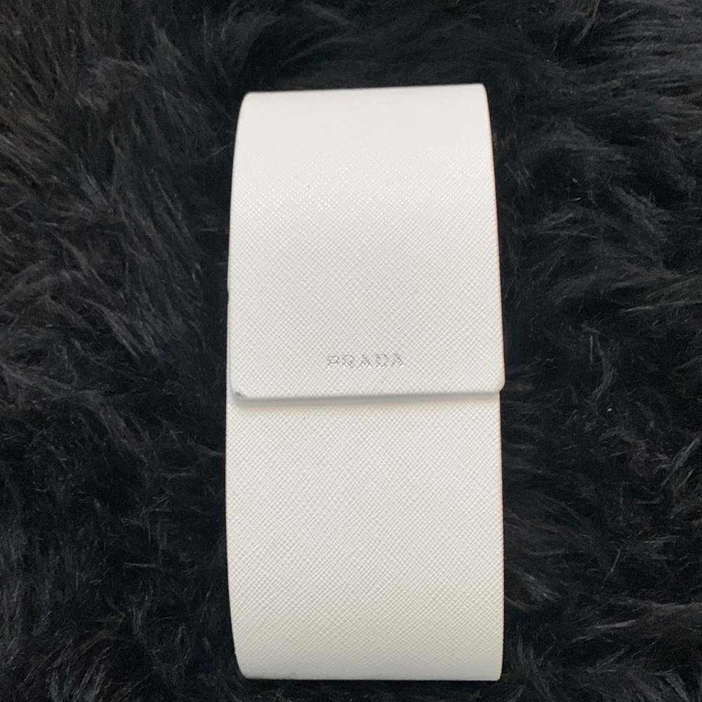 Prada Hard Eyeglass Case. White. Large.